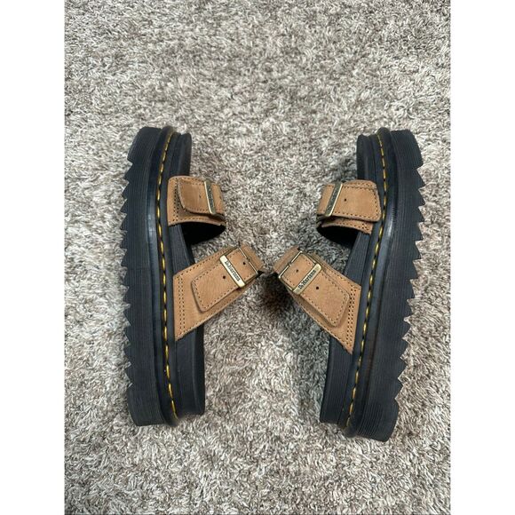 Dr. Martens Myles Platform Slide Sandal Tan Nubuck Slip on Shoes Women’s Size 7 - Picture 9 of 11